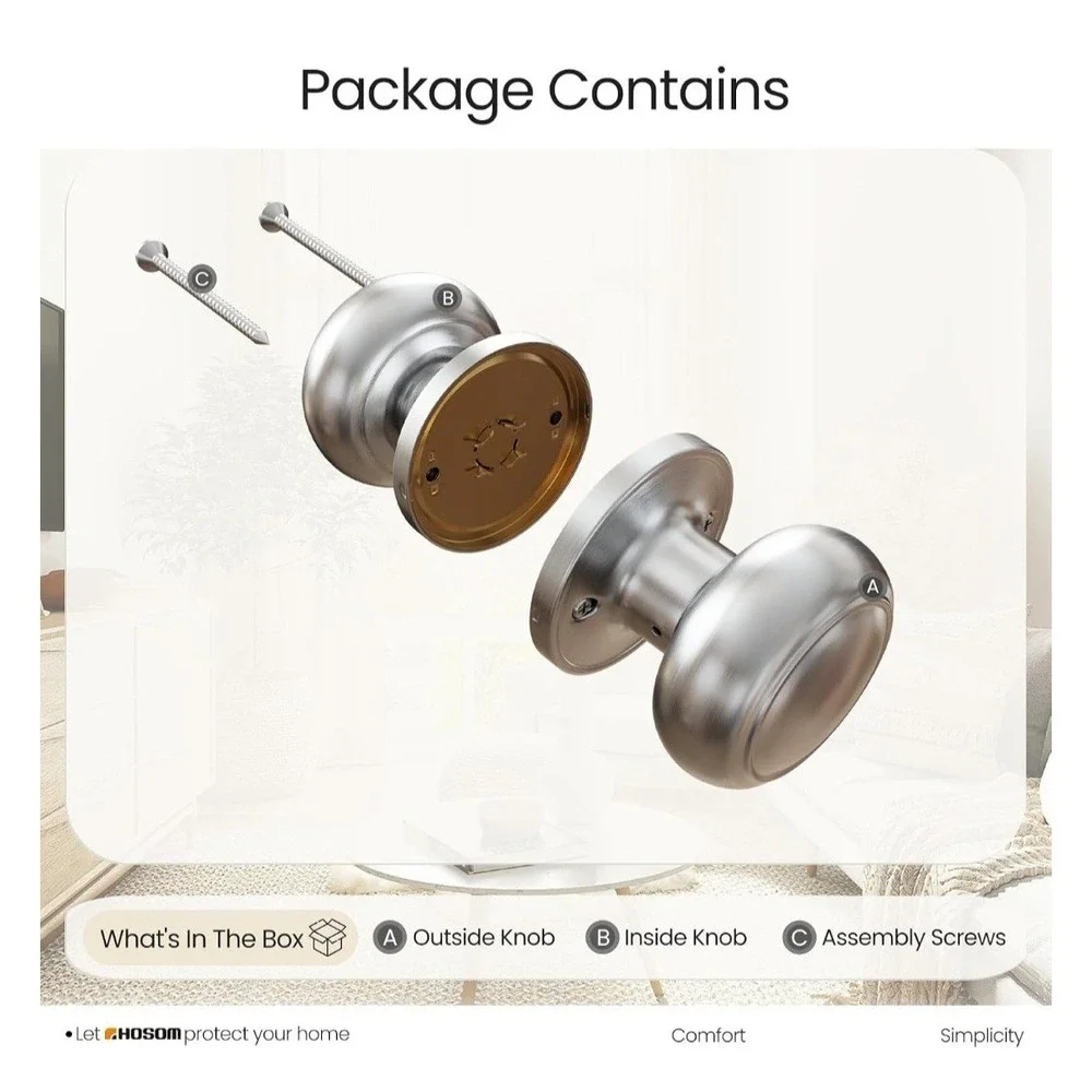 (Pack Round Single Dummy Door Knobs, Individual Non-Turning 6 Satin Nickel